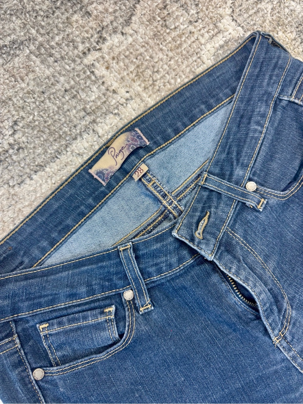 PAIGE Dark Indigo Skinny Jeans - Deep Blue Rinse - Picture 2 of 5